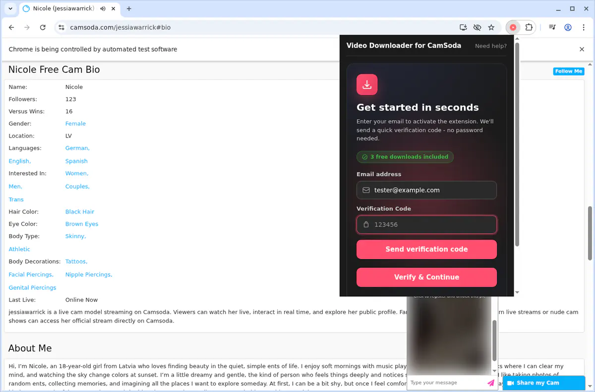 Camsoda Video Downloader browser extension screenshot 6